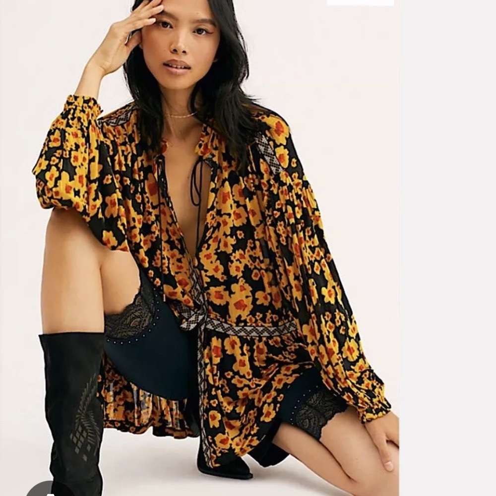 Free People Love Letter Daisy Floral Tunic Kimono Dress